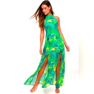Lulus Halter Tropical Print Maxi Dress. NEW WITH TAGS